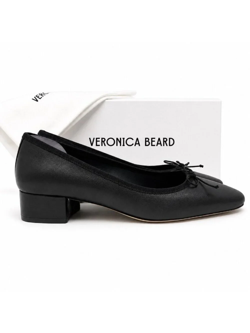 Veronica Beard Cecile Ballet Pumps Black Leather Womens 10.5 M Snip Toe